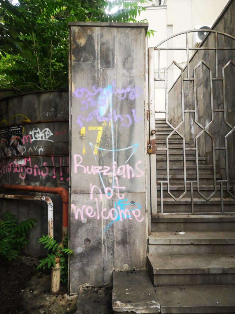 "Ruzzians not welcome": Die Bewohner von Tiflis machen ihrem Unmut auf den Straßen Luft